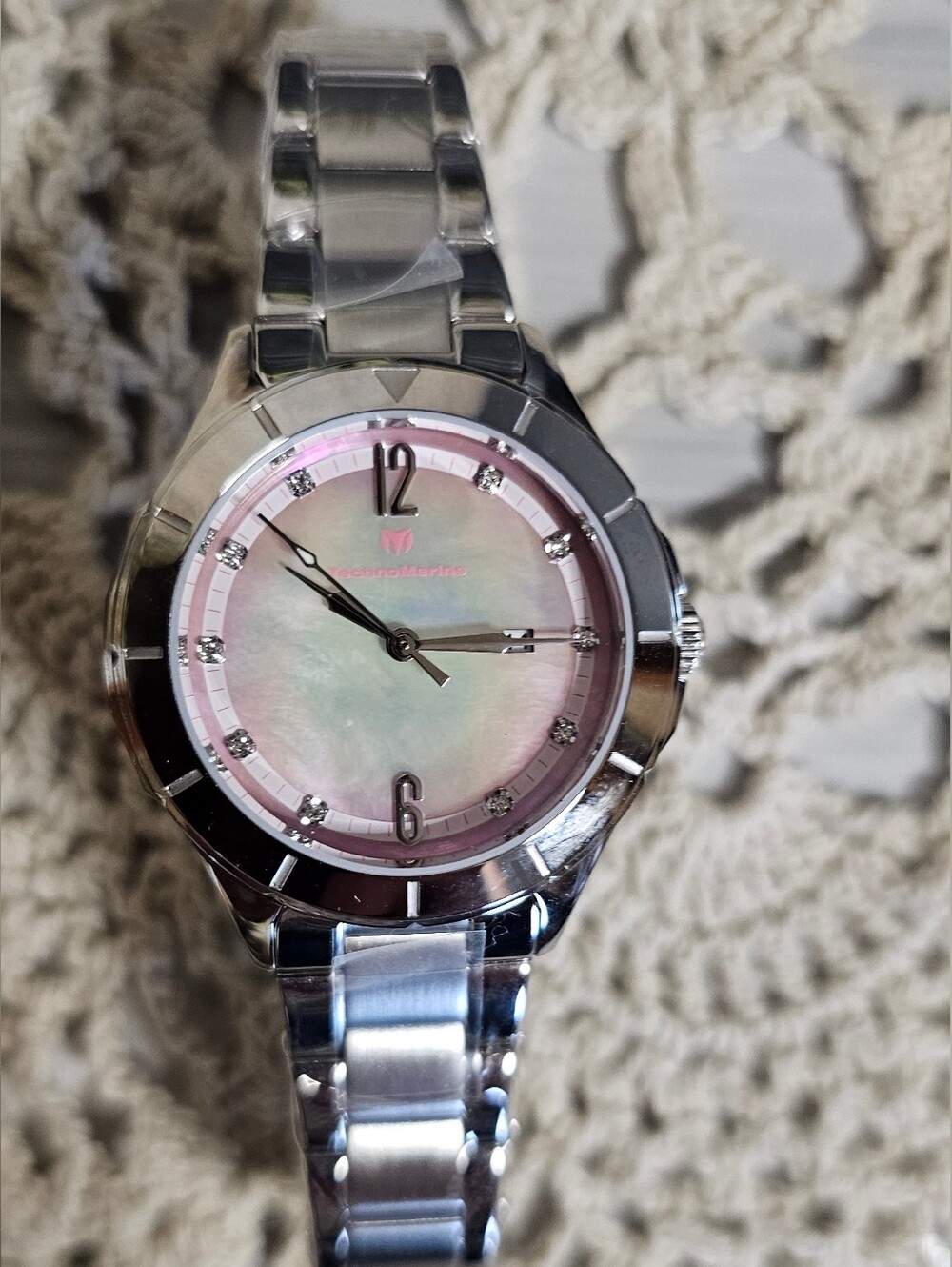 Technomarine Stainless Steel Watch with Pink Mother-of-Pearl Dial